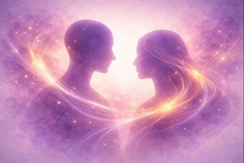 INFJ kärlek och romantik - energiska silhuetter i färgsprakande harmoni som symboliserar djup kärlek