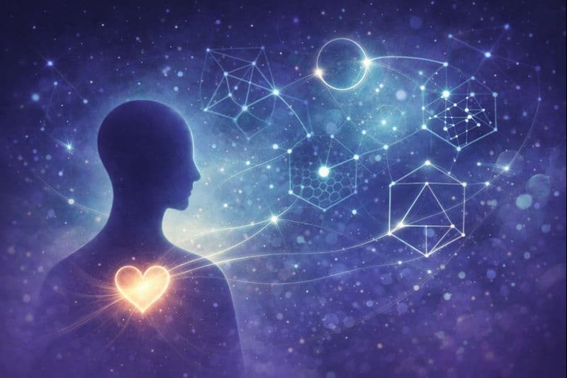 INFJ personlighetstyp Sverige - kosmisk spegling i geometrisk konst som symboliserar den sällsynta personligheten